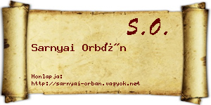 Sarnyai Orbán névjegykártya